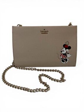 Kate Spade New York Minnie Mouse Crossbody Bag Beige Leather Chain Strap